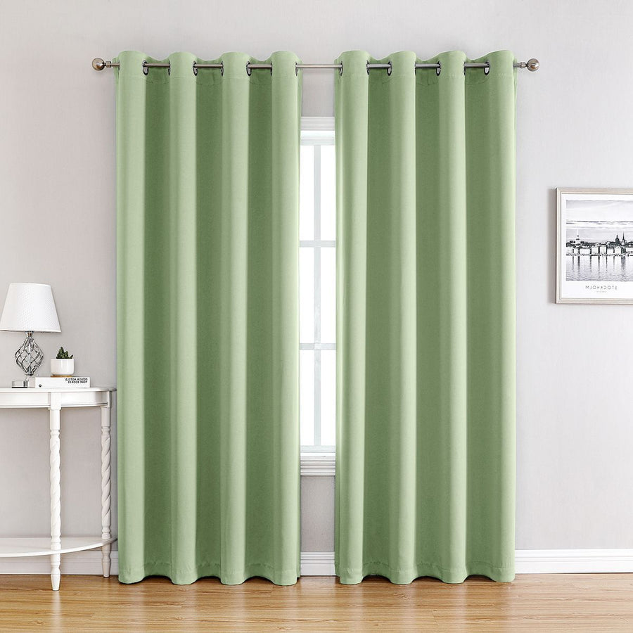 Light Green | Approx. 39x79 Inch Single Panel | 545g Per Panel | 210GSM Room Darkening Curtains, Grommet Top 2 Panels, Pastoral Drapes for Guest Bedroom, Great Christmas Present