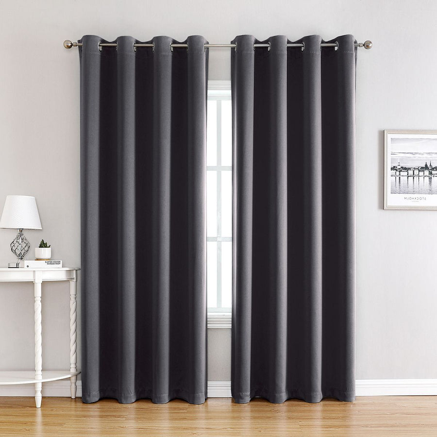 Dark Grey | Approx. 55x87 Inch Single Panel | 814g Per Panel | 210GSM Premium Blackout Curtains, Grommet Top 2 Panels, Industrial Chic Wide Window Drapes for Open Plan Living Room, Recommended Christmas Holiday Gift