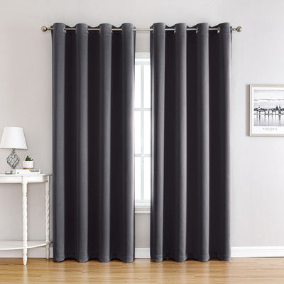 Dark Grey | Approx. 55x94 Inch Single Panel | 866g Per Panel | 210GSM Full Privacy Blackout Curtains, Grommet Top 2 Panels, Sleek Floor Length Drapes for Sliding Glass Door, Ideal Christmas Gift