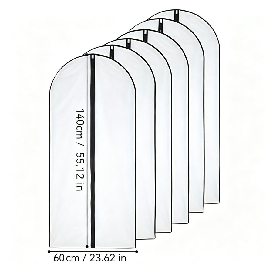 Black Trim | 6 Pack | 60x140cm | Washable Thickened Extra Long Dust Covers, Premium Clear Hanging Garment Bags for Gowns & Down Jackets, Christmas Full-Length Outfit Storage Solution