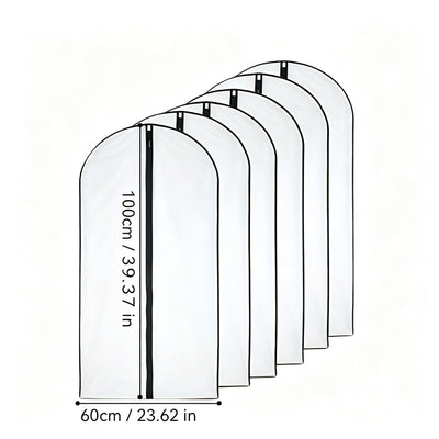 Black Trim | 6 Pack | 60x100cm | Washable Thickened Suit Dust Covers, Premium Clear Hanging Garment Bags for Blazers & Business Suits, Christmas Business Wear Storage Gift