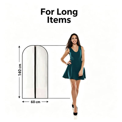 Black Trim | Single Piece | 60x140cm | Washable Thickened Long Dress Dust Protector, Clear Hanging Garment Cover for Evening Dresses & Long Down Coats, Christmas Evening Gown Dust Protector