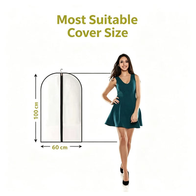 Black Trim | Single Piece | 60x100cm | Washable Thickened Suit Dust Protector, Clear Hanging Garment Cover for Suits & Sport Coats, Christmas Single Suit Storage Protector