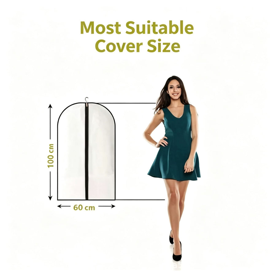 Black Trim | Single Piece | 60x100cm | Washable Thickened Suit Dust Protector, Clear Hanging Garment Cover for Suits & Sport Coats, Christmas Single Suit Storage Protector