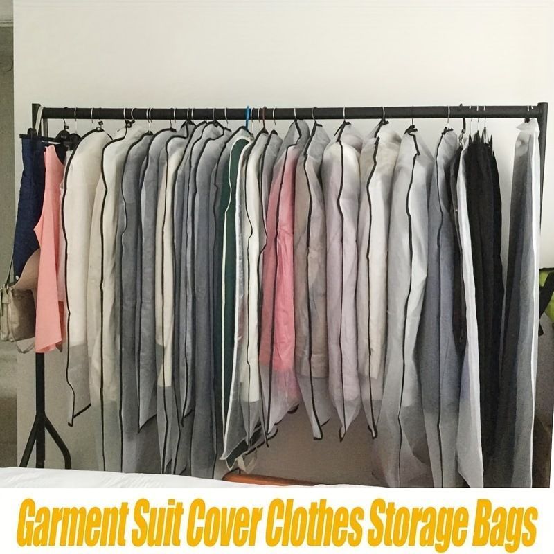 Black Trim | Single Piece | 60x100cm | Washable Thickened Suit Dust Protector, Clear Hanging Garment Cover for Suits & Sport Coats, Christmas Single Suit Storage Protector