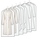 White Trim | 6 Pack | 60x140cm | Washable Thickened Extra Long Dust Covers, Delicate Clear Hanging Garment Bags for Dresses & Bridal Gowns, Christmas Bridal Gown Storage Solution