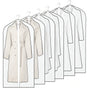 White Trim | 6 Pack | 60x140cm | Washable Thickened Extra Long Dust Covers, Delicate Clear Hanging Garment Bags for Dresses & Bridal Gowns, Christmas Bridal Gown Storage Solution