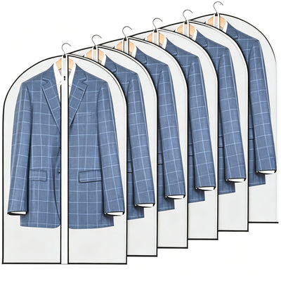 White Trim | 6 Pack | 60x100cm | Washable Thickened Suit Dust Covers, Elegant Clear Hanging Garment Bags for Ladies’ Blazers & Suits, Christmas Ladies’ Business Wear Gift