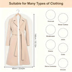 White Trim | Single Piece | 60x140cm | Washable Thickened Long Dress Dust Protector, Delicate Clear Hanging Garment Cover for Wedding Dresses & Evening Gowns, Christmas Wedding Gown Dust Protector