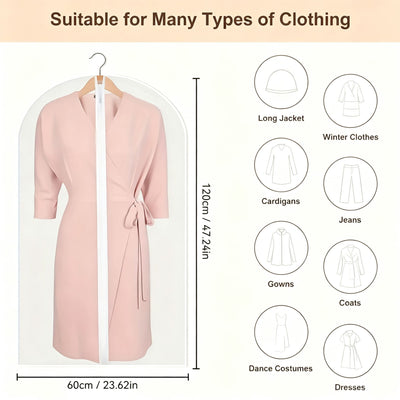 White Trim | Single Piece | 60x120cm | Washable Thickened Coat Dust Protector, Fresh Clear Hanging Garment Cover for Women’s Overcoats, Holiday Ladies’ Overcoat Dust Cover