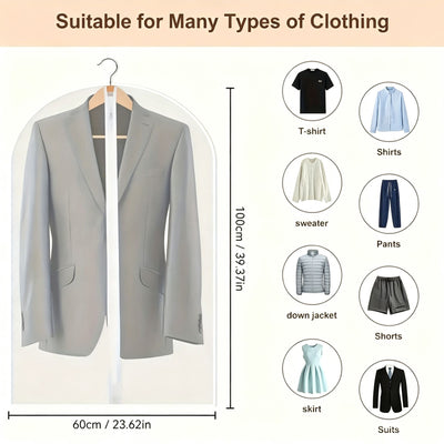 White Trim | Single Piece | 60x100cm | Washable Thickened Suit Dust Protector, Elegant Clear Hanging Garment Cover for Ladies’ Blazers & Coats, Christmas Ladies’ Single Blazer Protector