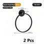 Round Towel Ring - No Drill (Black) 2 Pcs | Classic Towel Loop 2 Pack, Christmas Family Bath Essential Set for Kids & Adults