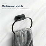 Round Towel Ring - No Drill (Brushed) 2 Pcs | Brushed Towel Ring 2 Pack, Festive Home Bath Refresh Set for 2 Bathrooms