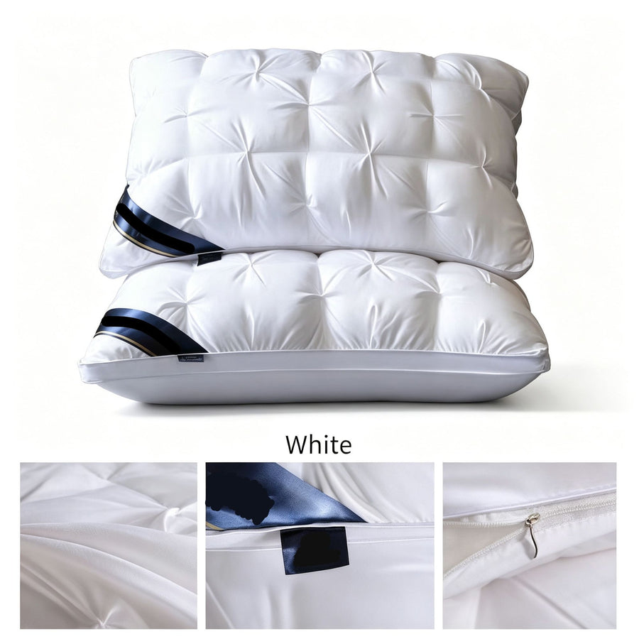 Twisted Elegant Grey High Loft Pillow Pair | 950g Per Piece | Firm Support Pillow Set, Christmas Premium Sleep Set for Upscale Bedroom