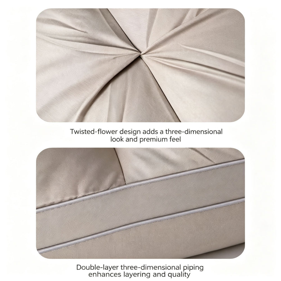 Twisted Elegant Grey High Loft Pillow Pair | 950g Per Piece | Firm Support Pillow Set, Christmas Premium Sleep Set for Upscale Bedroom