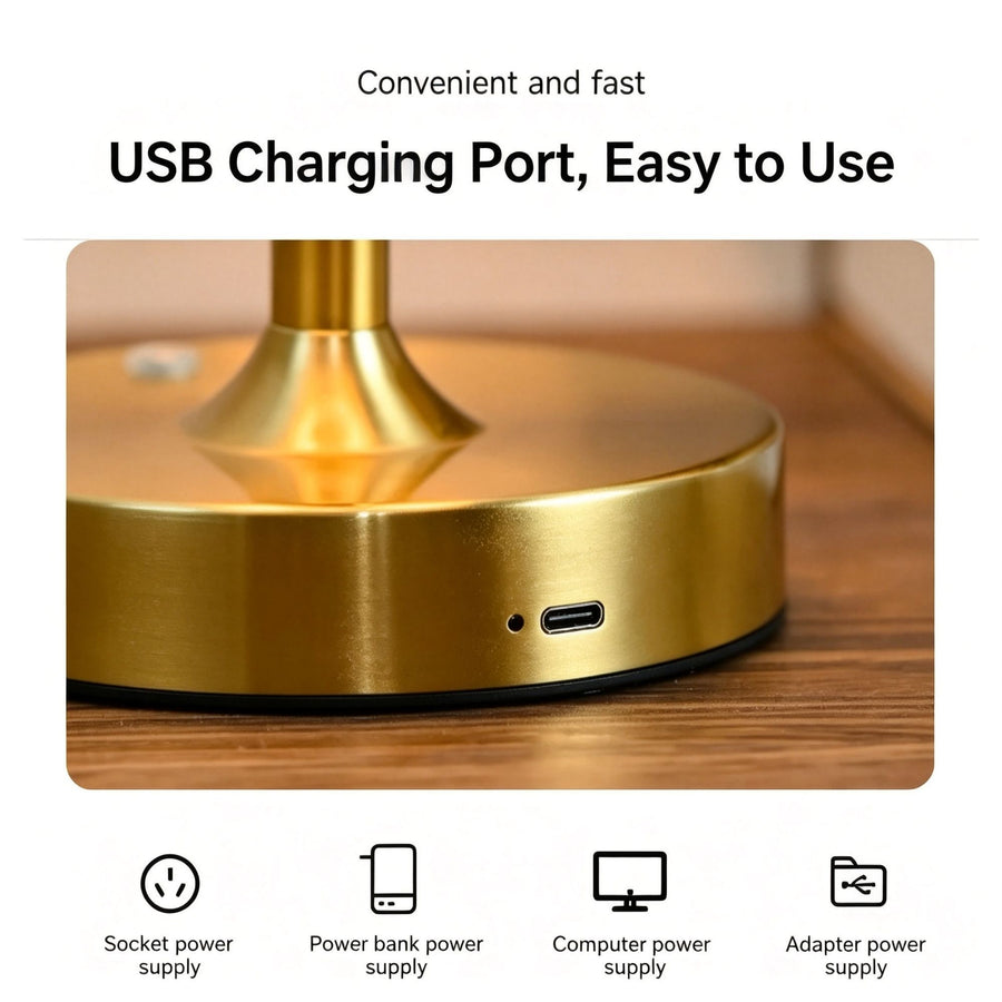 5200mAh Gold A1 Retractable Compact Lamp | Christmas Mini Bedside Choice