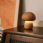 Warm White D-Style Beech Mushroom Night Light | High-End Wooden Touch Lamp | Christmas Premium Wood Gift