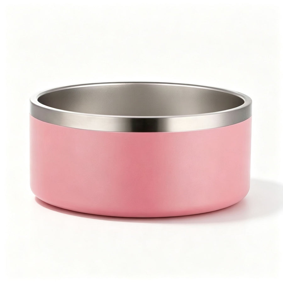 42oz 304 Stainless Steel Cat Dog Bowl | Double Layer Pet Feeding Bowl | Anti-Slip Bottom | Pink | for Medium Dogs & Cats | Christmas Cute Medium Bowl