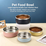 42oz 304 Stainless Steel Cat Dog Bowl | Double Layer Pet Feeding Bowl | Anti-Slip Bottom | Pink | for Medium Dogs & Cats | Christmas Cute Medium Bowl