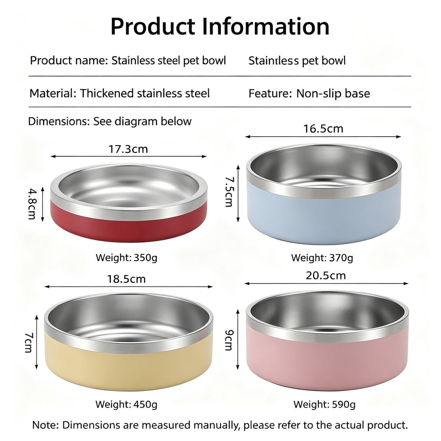 42oz 304 Stainless Steel Cat Dog Bowl | Double Layer Pet Feeding Bowl | Anti-Slip Bottom | Pink | for Medium Dogs & Cats | Christmas Cute Medium Bowl
