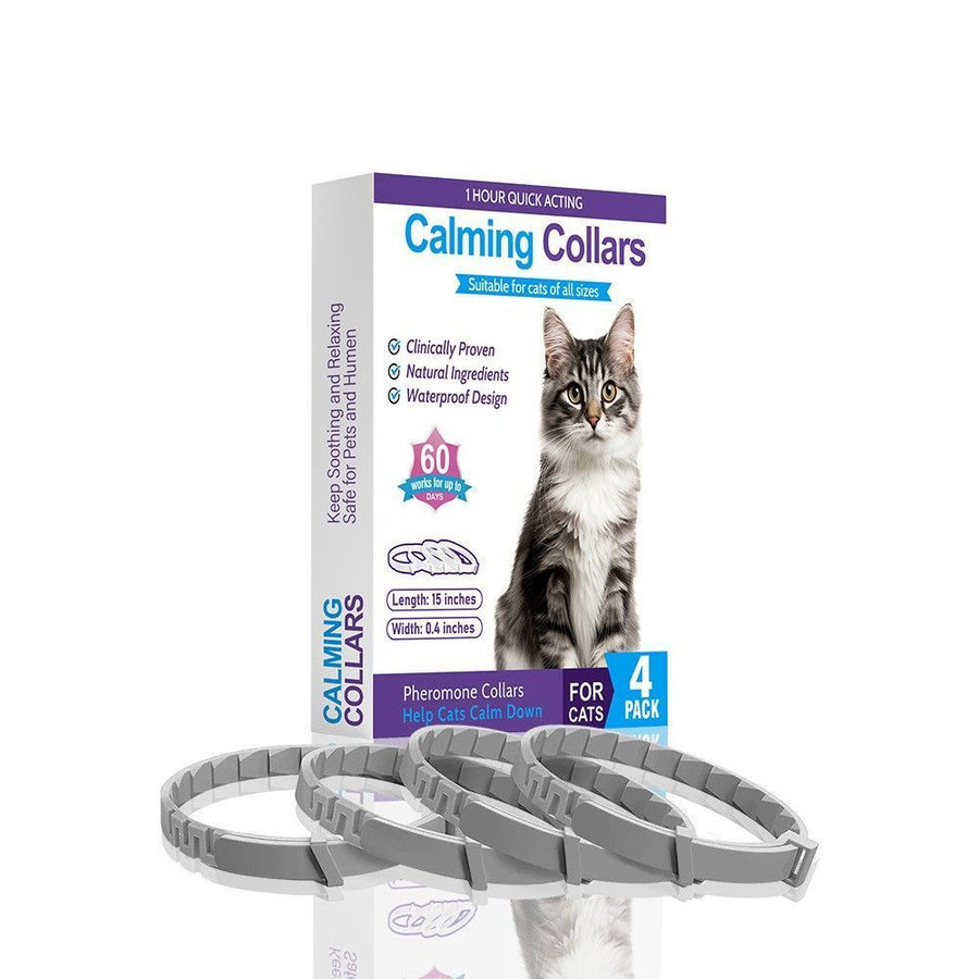 4 Pack Grey Cat Calming Collar 38cm | Halloween Pet Surprise | Stress Relief Comfort Calming Collar