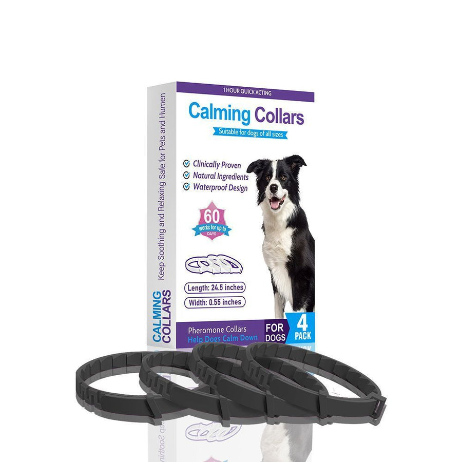 4 Pack Black Dog Calming Collar 62cm | Christmas Bulk Gift | Long-Lasting Anxiety Relief Calm Collar