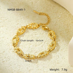 02 Textured Irregular Chain Gold | Titanium Steel Bracelet | Halloween Retro Stack Gift | Hammered Gold Plated Stainless Steel Fashion Hand Ornament