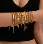 07 Mesh Band Color Zircon Gold | Titanium Steel Bracelet | Christmas Exquisite Luxury Gift | Gold Plated Stainless Steel Gemstone Stack Bracelet