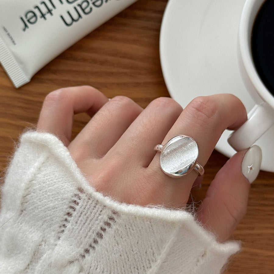JZ1443 Daily Basic Band | Retro Silver Basic Daily Ring | Christmas Everyday Essential Gift | Tarnish Resistant Adjustable Basic Daily Wear Women's All-Match Ring