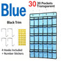 Sky Blue 30 Pockets | Labeled Hanging Storage Organizer | Christmas Fresh Compact Gift | Lightweight Multi-Pocket for Flash Cards Phone Calculator