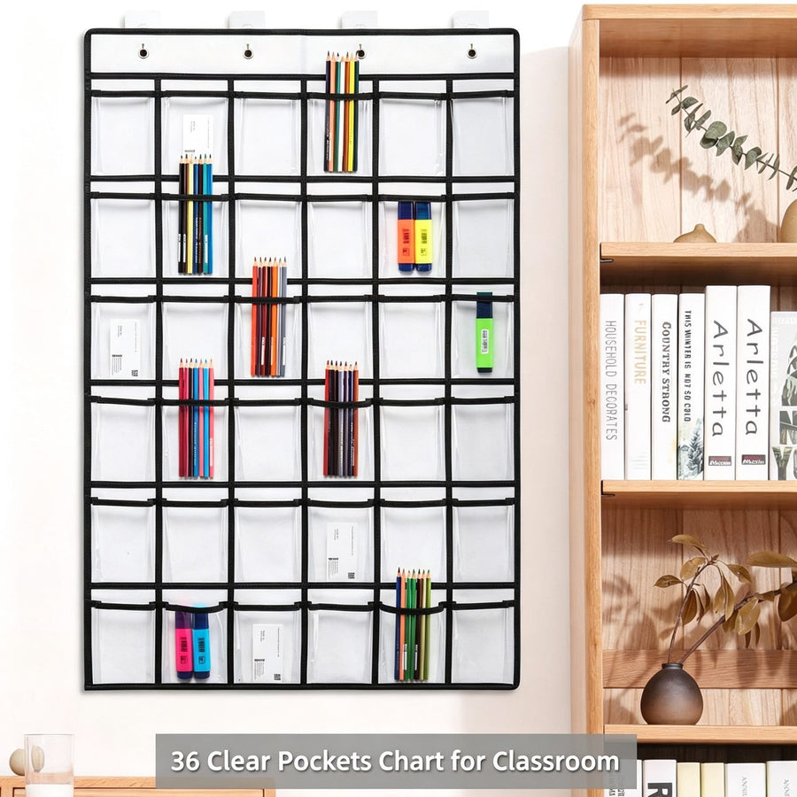 Sky Blue 30 Pockets | Labeled Hanging Storage Organizer | Christmas Fresh Compact Gift | Lightweight Multi-Pocket for Flash Cards Phone Calculator