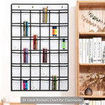 Black 30 Pockets | Labeled Hanging Storage Organizer | Christmas Space-Saving Gift | Compact Multi-Pocket for Phone Cards Calculator