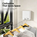 Textured Silver Premium Edition | Retractable Hidden Clothes Drying Line | Christmas Sleek Home Upgrade Gift | Drill-Free Waterproof Rust-Proof Steel Wire Rack for Bathroom & Balcony