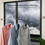 Textured Silver Premium Edition | Retractable Hidden Clothes Drying Line | Christmas Sleek Home Upgrade Gift | Drill-Free Waterproof Rust-Proof Steel Wire Rack for Bathroom & Balcony