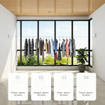 Textured Silver Premium Edition | Retractable Hidden Clothes Drying Line | Christmas Sleek Home Upgrade Gift | Drill-Free Waterproof Rust-Proof Steel Wire Rack for Bathroom & Balcony