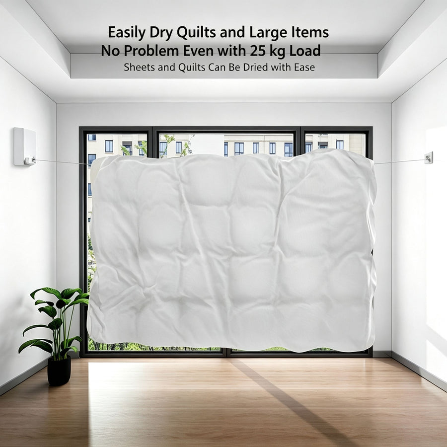 Gun Gray Indoor Model 201 Steel Wire | Flexible Retractable Invisible Clothesline | Christmas Indoor Laundry Solution Gift | Drill-Free Stretchable Steel Wire Drying Rope for Room & Balcony