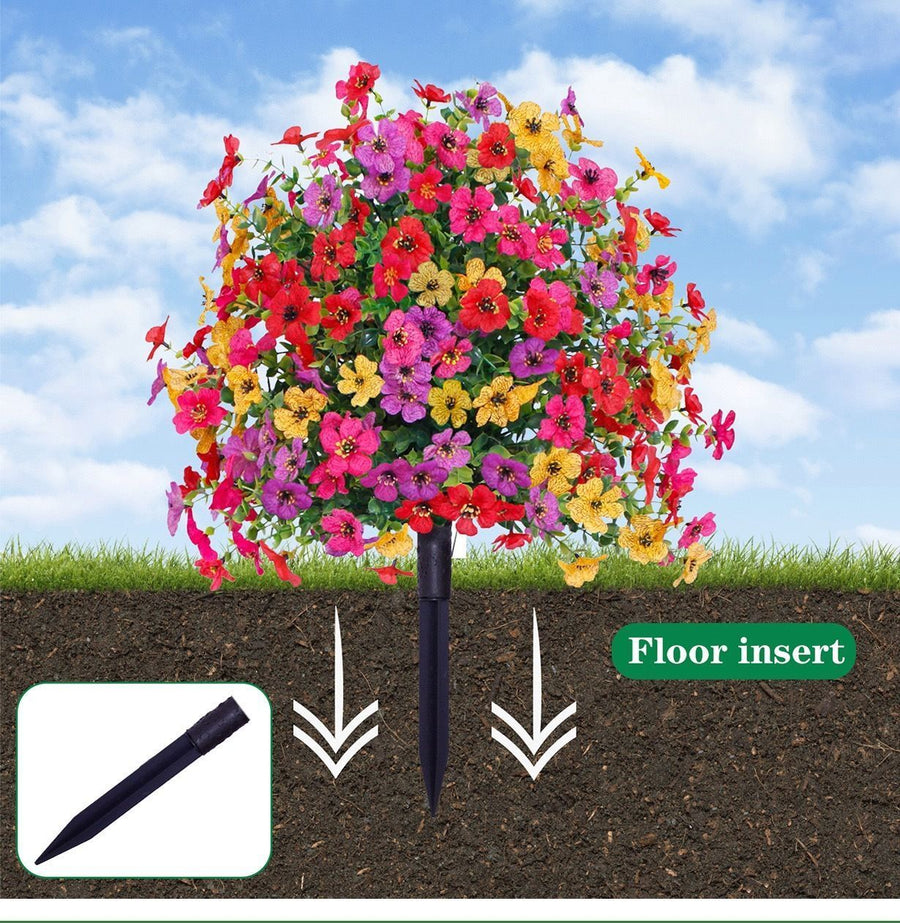 Soft Yellow Faux Eucalyptus Violet 3 Pack Outdoor Stake Interior Shooting Flower