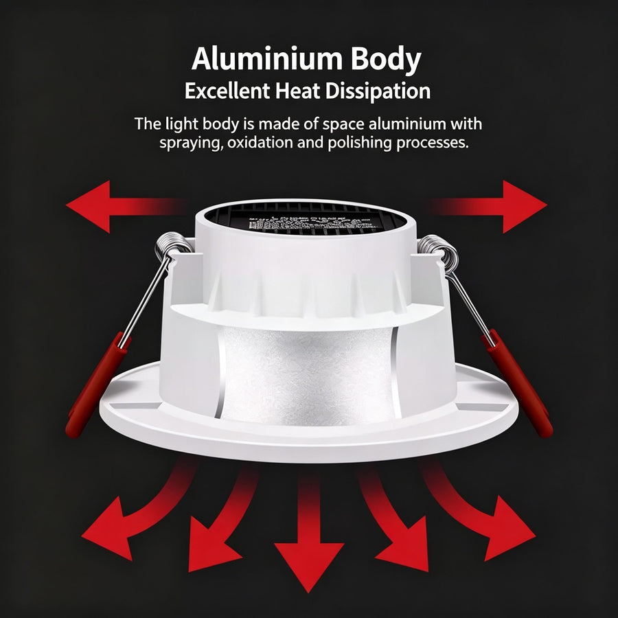 4 Pack Black Silver 7W Cool White [Flagship Die-Cast Aluminum] (Cutout 7-9cm) | Recessed LED Downlight | Christmas Contrast Flagship 4-Piece Set | Die-Cast Aluminum Two-Tone Sturdy Ceiling Lamp