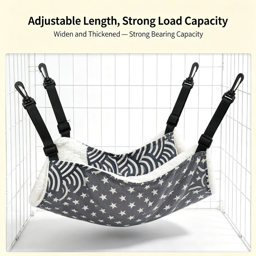 27x27cm Gray Star Adjustable Cat Cage Hammock | Christmas Minimal Fresh Gift | Simple Gray Star Breathable Hanging Cat Bed for Kittens