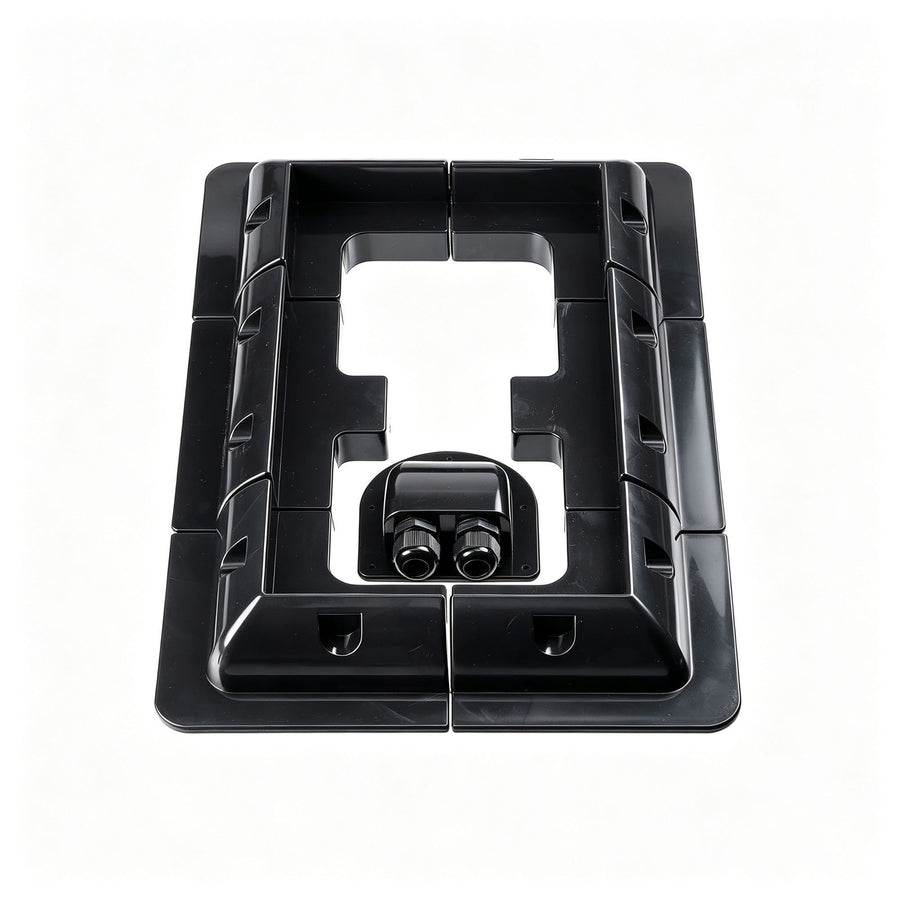 Black 7-Piece Curved Dual-Hole Solar PV Full Kit | Christmas Heavy-Duty RV Solar Gift | Complete ABS Bracket & Waterproof Roof Junction Box Set