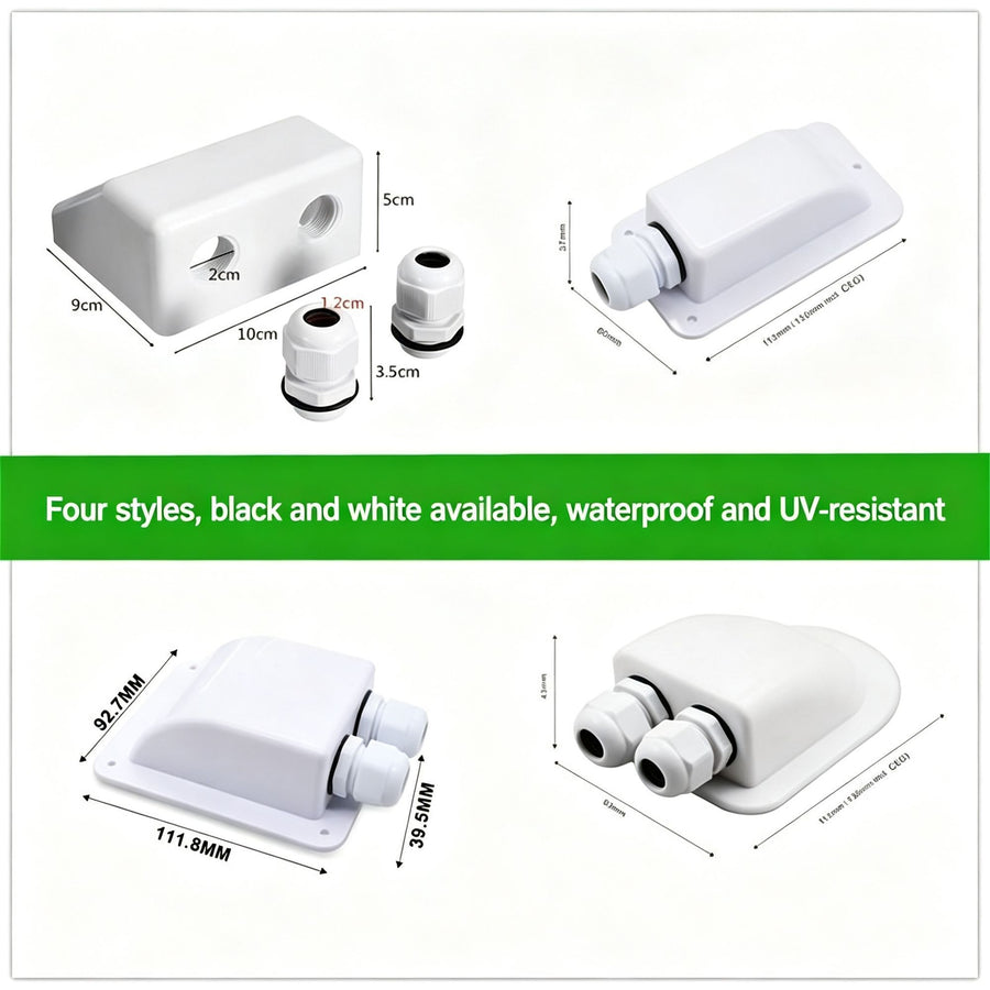 Black 7-Piece Curved Dual-Hole Solar PV Full Kit | Christmas Heavy-Duty RV Solar Gift | Complete ABS Bracket & Waterproof Roof Junction Box Set