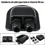 Black 7-Piece Curved Dual-Hole Solar PV Full Kit | Christmas Heavy-Duty RV Solar Gift | Complete ABS Bracket & Waterproof Roof Junction Box Set