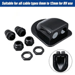 Black 7-Piece Curved Dual-Hole Solar PV Full Kit | Christmas Heavy-Duty RV Solar Gift | Complete ABS Bracket & Waterproof Roof Junction Box Set