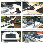 Black 7-Piece Curved Dual-Hole Solar PV Full Kit | Christmas Heavy-Duty RV Solar Gift | Complete ABS Bracket & Waterproof Roof Junction Box Set