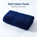 Blue 50x100CM Pure Cotton Bath Towel | Halloween Cool Daily Gift | 220G Solid Color Thick Large Towel, Absorbent for Adult Shower