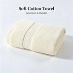 Cream White 50x100CM Pure Cotton Bath Towel | Christmas Elegant Household Gift | 220G Solid Color Soft Large Towel for Shower & Face Care