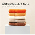 Cream White 50x100CM Pure Cotton Bath Towel | Christmas Elegant Household Gift | 220G Solid Color Soft Large Towel for Shower & Face Care