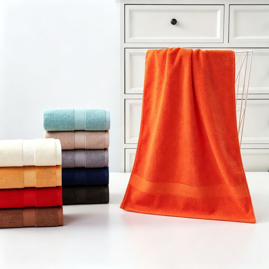Cream White 50x100CM Pure Cotton Bath Towel | Christmas Elegant Household Gift | 220G Solid Color Soft Large Towel for Shower & Face Care