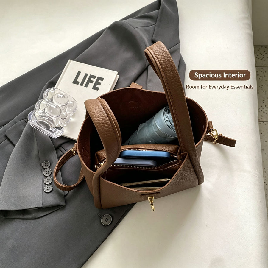 Suede Off‑White Women Retro Bucket Crossbody Bag | Christmas Soft Texture Gift | Niche High‑Sense Handheld Basket Style Shoulder Purse