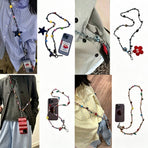 Hand‑Woven Halter Phone Lanyard | Christmas Outfit Decor Gift | Niche Floral Crossbody Phone Charm